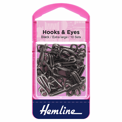 H401.9 Hooks and Eyes: Black - Size 9 
